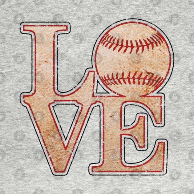 LOVE BASEBALL MOM Vintage Distressed Baseball Textured Appearance by TeeCreations